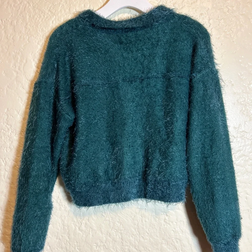 Willow &‎ Root Green eyelash knit cardigan sweater size small